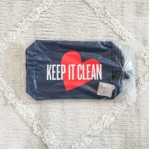 beautycounter Navy Cosmetic Pouch with Red Heart "Keep It Clean"